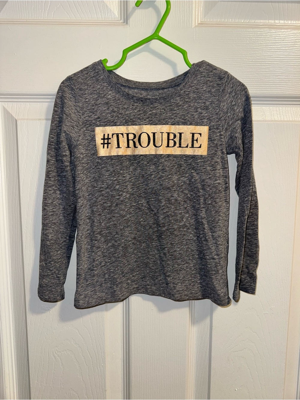 2 The Children's Place Gray Long-Sleeve Top with #TROUBLE Graphic